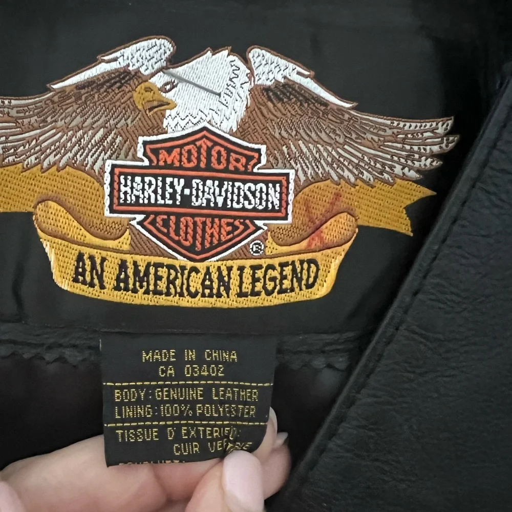 Harley Davidson Motor Clothes 100% Genuine Leather black zip front vest Size L